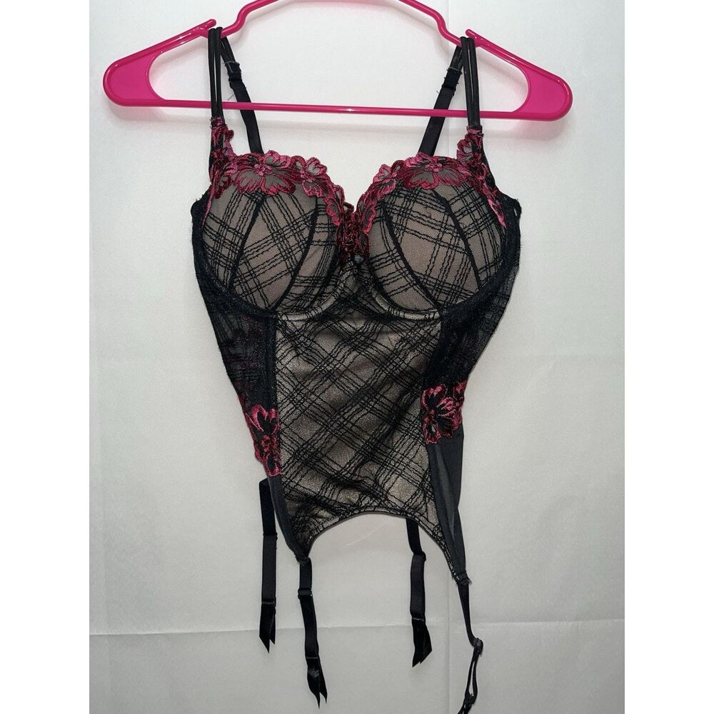 Victoria's Secret Vintage Corset Size 36C Basque Bodice With Garter Clips